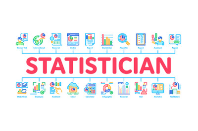 Statistician Assistant Minimal Infographic Banner Vector