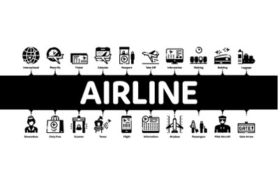 Airline And Airport Minimal Infographic Banner Vector