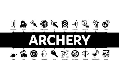 Archery Activity Sport Minimal Infographic Banner Vector