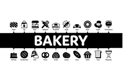 Bakery Tasty Food Minimal Infographic Banner Vector