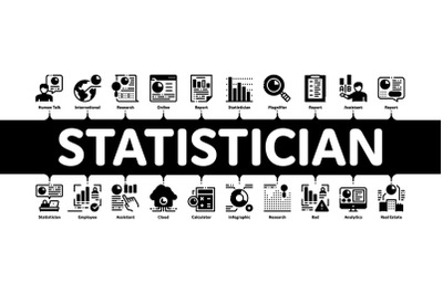 Statistician Assistant Minimal Infographic Banner Vector