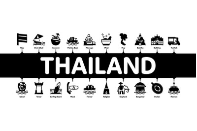 Thailand National Minimal Infographic Banner Vector