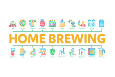 Home Brewing Beer Minimal Infographic Banner Vector