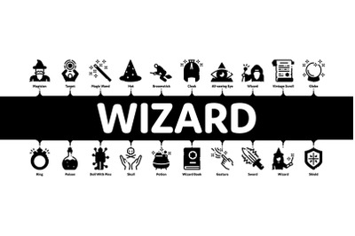 Wizard Magic Minimal Infographic Banner Vector