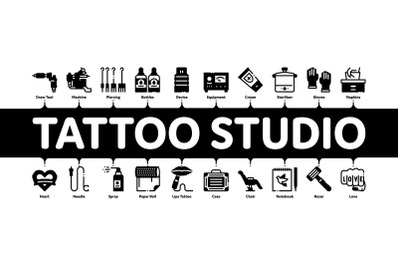 Tattoo Studio Tool Minimal Infographic Banner Vector
