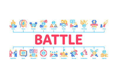 Battle Competition Minimal Infographic Banner Vector