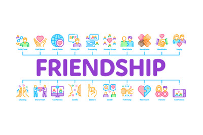 Friendship Relation Minimal Infographic Banner Vector