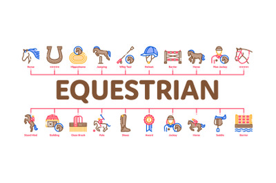 Equestrian Animal Minimal Infographic Banner Vector