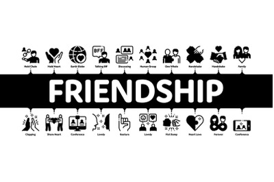 Friendship Relation Minimal Infographic Banner Vector