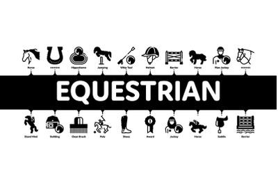 Equestrian Animal Minimal Infographic Banner Vector