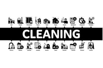 Cleaning Service Tool Minimal Infographic Banner Vector