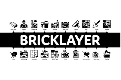 Bricklayer Industry Minimal Infographic Banner Vector