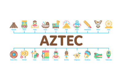 Aztec Civilization Minimal Infographic Banner Vector