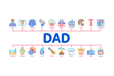 Dad Father Parent Minimal Infographic Banner Vector