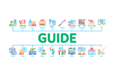 Guide Lead Traveler Minimal Infographic Banner Vector