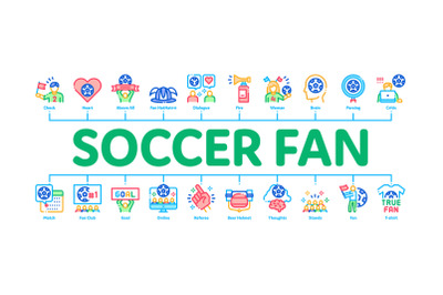 Soccer Fan Attributes Minimal Infographic Banner Vector