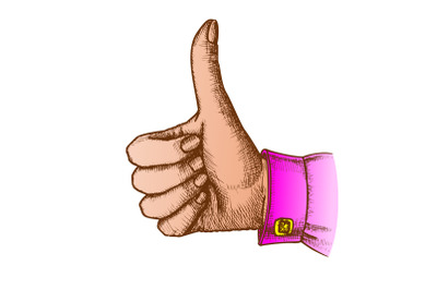 Color Female Hand Make Gesture Thumb Finger Up Vector