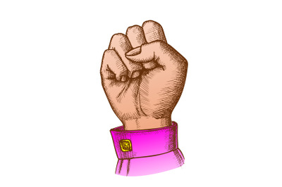 Color Woman Hand Clenched Finger In Fist Gesture Vector