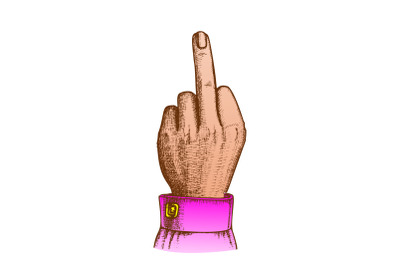 Color Outrageous Contempt Fuck You Gesture Ink Vector