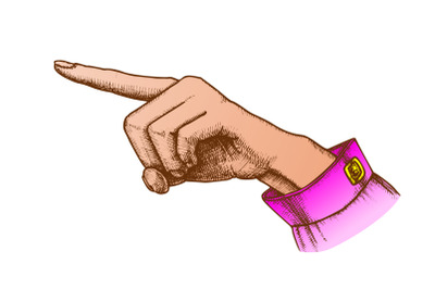 Color Female Hand Finger Showing Choice Gesture Vector