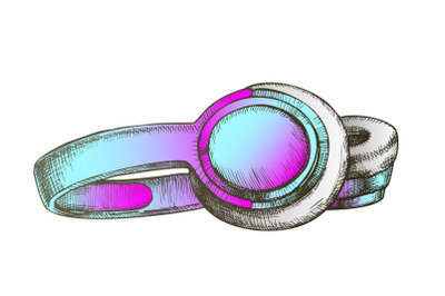 Color Lying Listening Music Device Headphones Vector