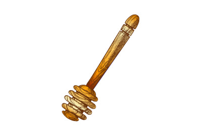 Color Carved Handmade Dripper Wooden Honey Stick Vector