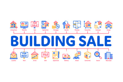 Building House Sale Minimal Infographic Banner Vector