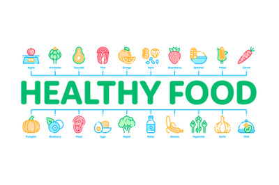 Healthy Food Minimal Infographic Banner Vector