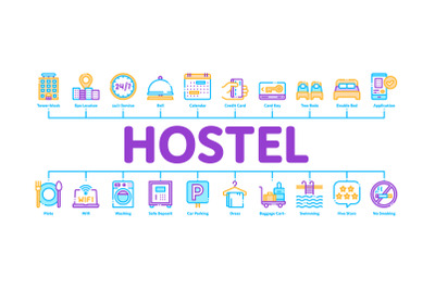 Hostel Minimal Infographic Banner Vector