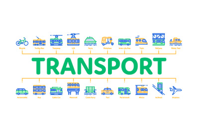 Public Transport Minimal Infographic Banner Vector