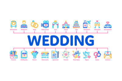 Wedding Minimal Infographic Banner Vector