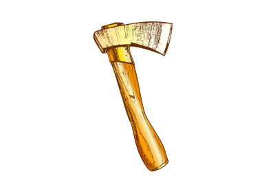 Color Wooden Cutting lumberjack Instrument Ax Vector