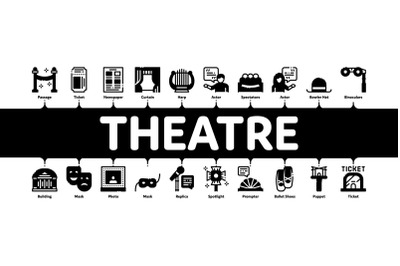 Theatre Minimal Infographic Banner Vector