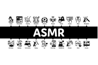 Asmr Sound Phenomenon Minimal Infographic Banner Vector