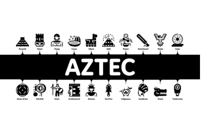 Aztec Civilization Minimal Infographic Banner Vector