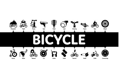 Bicycle Bike Details Minimal Infographic Banner Vector