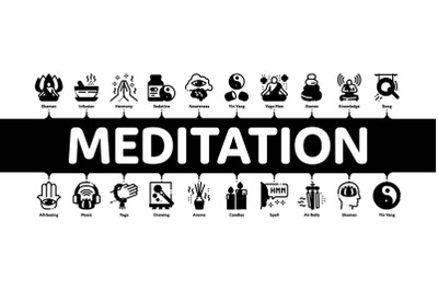 Meditation Practice Minimal Infographic Banner Vector