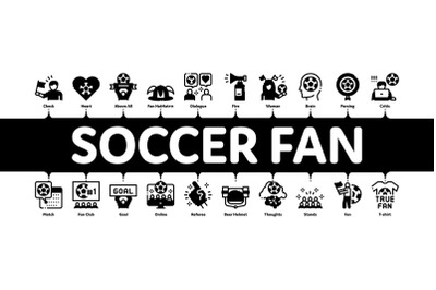 Soccer Fan Attributes Minimal Infographic Banner Vector