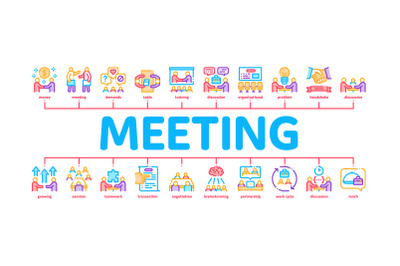 Business Meeting Conference Minimal Infographic Banner Vector