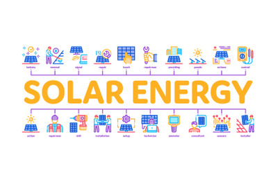 Solar Energy Technicians Minimal Infographic Banner Vector