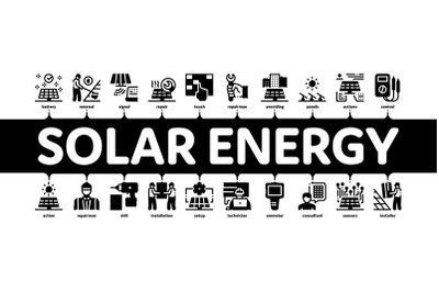 Solar Energy Technicians Minimal Infographic Banner Vector