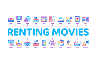 Renting Movies Service Minimal Infographic Banner Vector