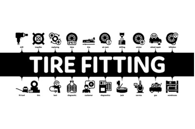 Tire Fitting Service Minimal Infographic Banner Vector