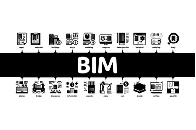 Bim Building Information Minimal Infographic Banner Vector