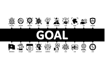 Goal Target Purpose Minimal Infographic Banner Vector