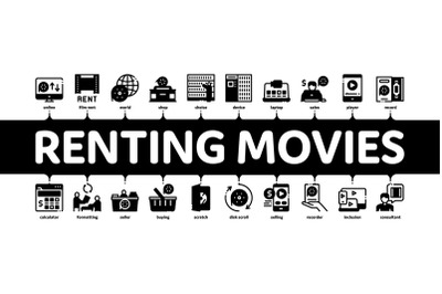 Renting Movies Service Minimal Infographic Banner Vector