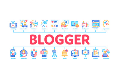 Blogger Channel Minimal Infographic Banner Vector