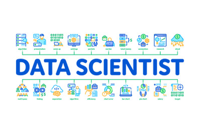 Data Scientist Worker Minimal Infographic Banner Vector