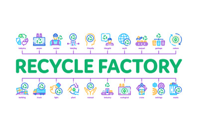 Recycle Factory Ecology Minimal Infographic Banner Vector