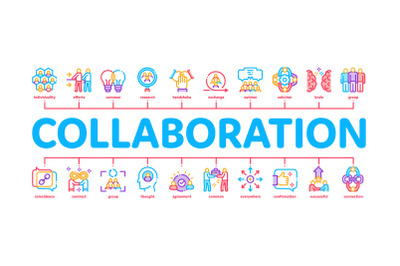 Collaboration Work Minimal Infographic Banner Vector